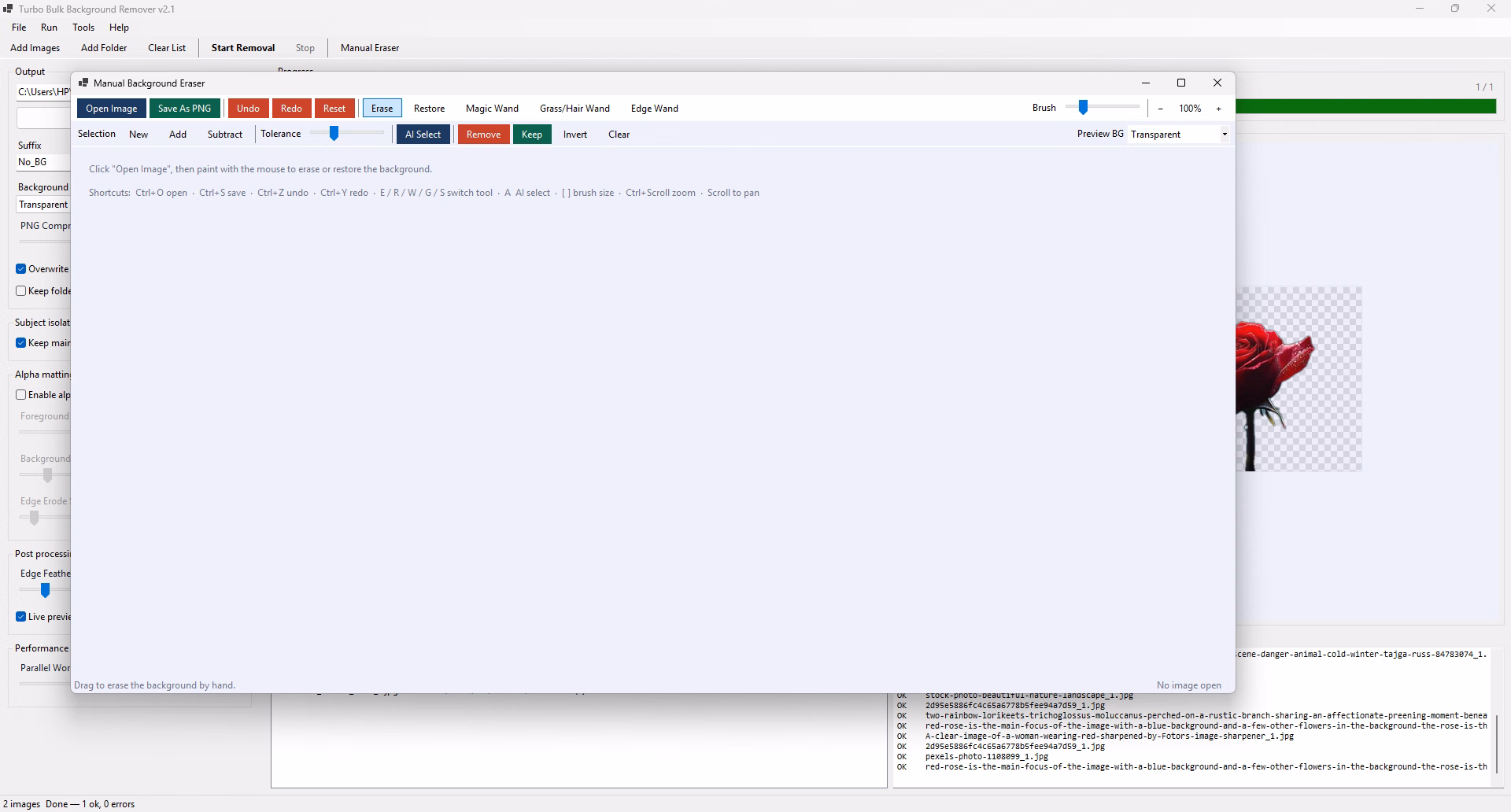 magic wand background remover selecting a flat colour backdrop
