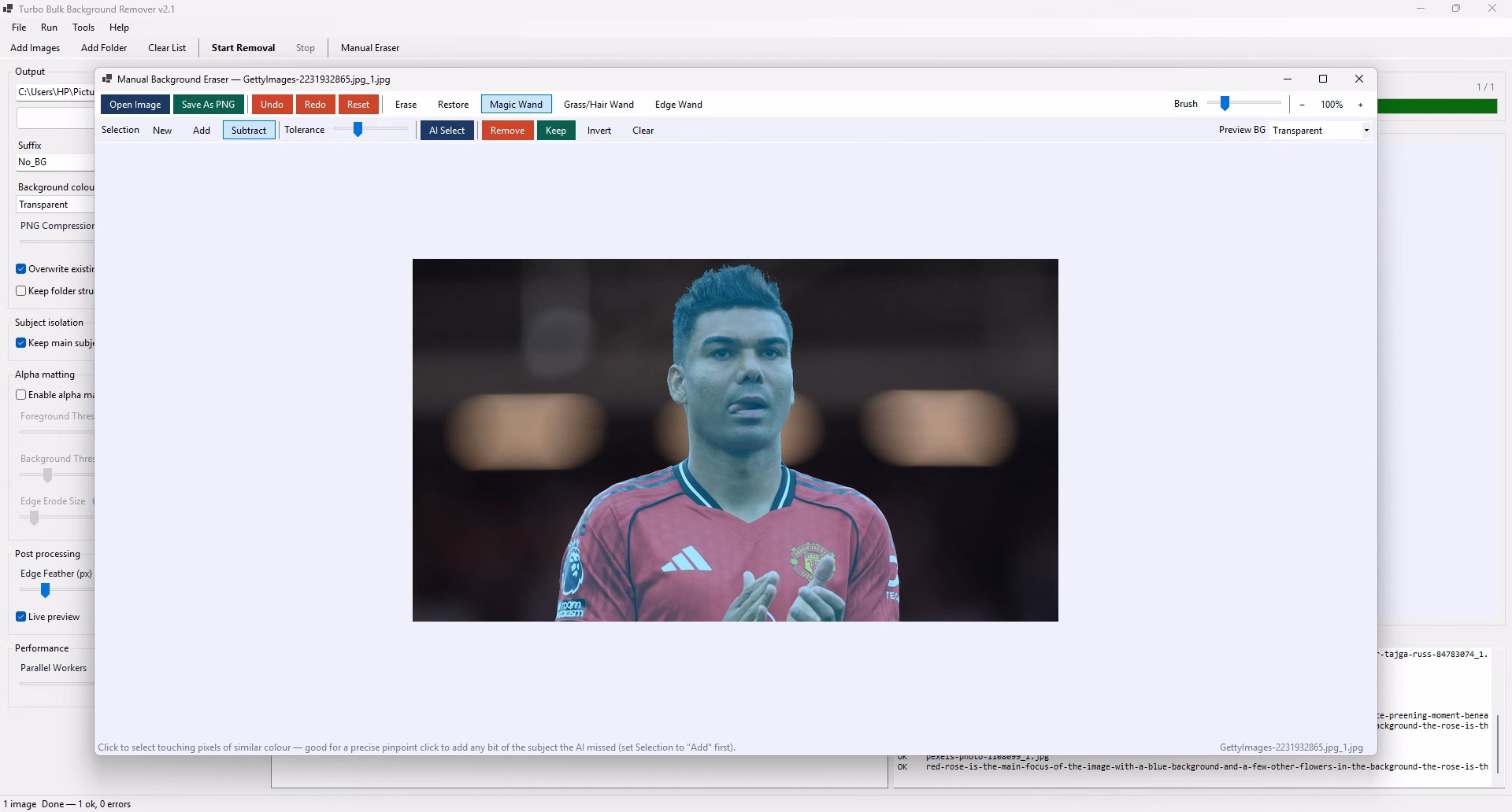 one click ai photo background remover selecting the main subject