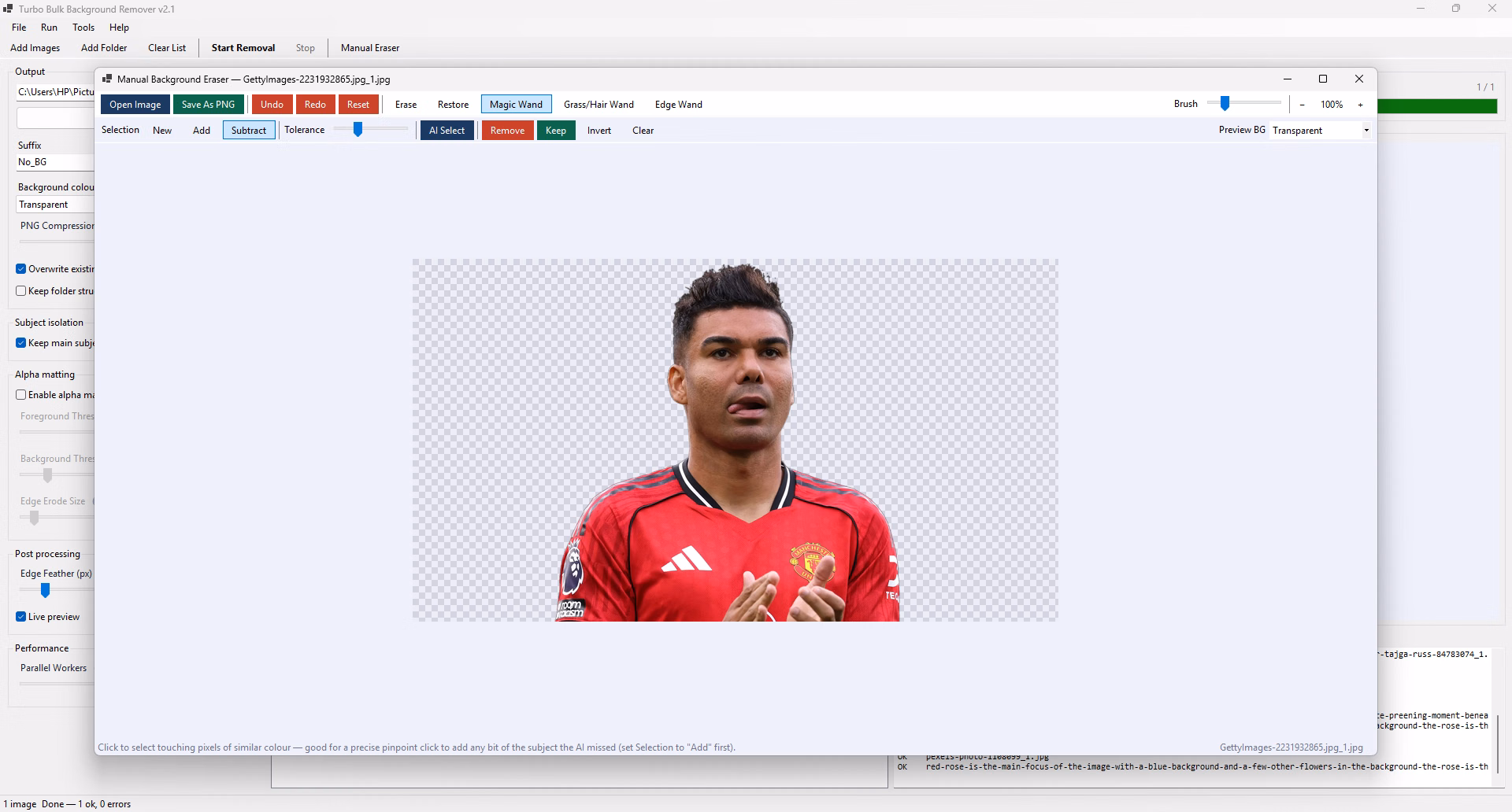edge feather and transparent preview background options