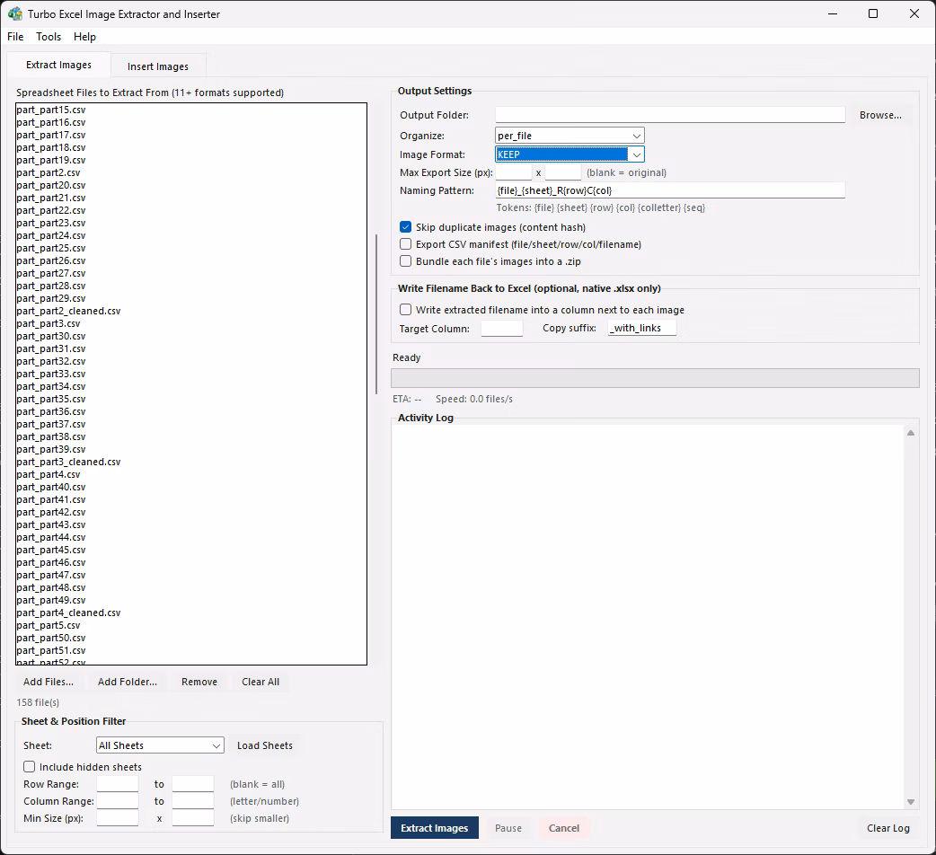 Match mode matching image filenames to a key column