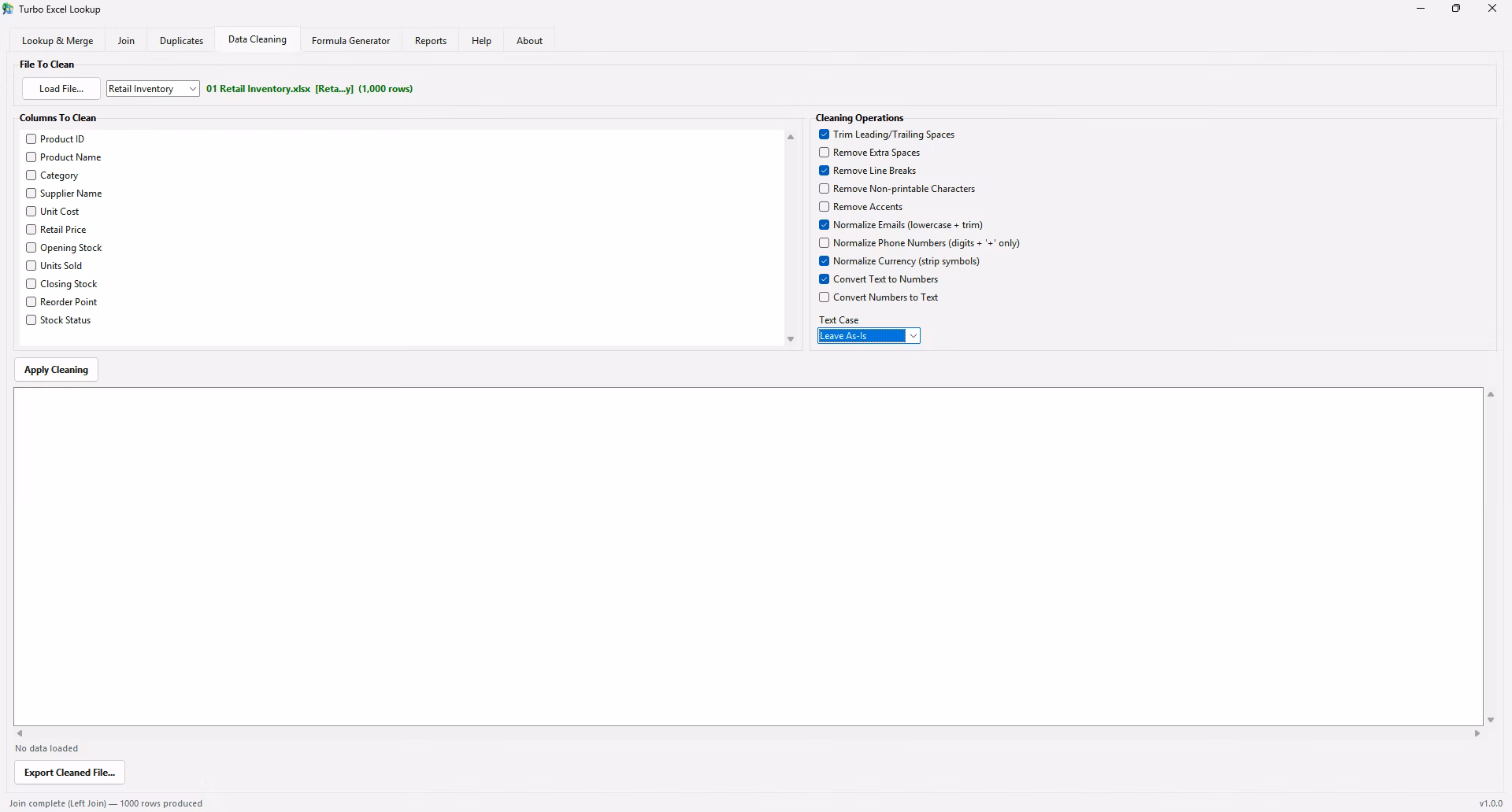 Reports tab showing a timestamped session log of lookups, joins and exports