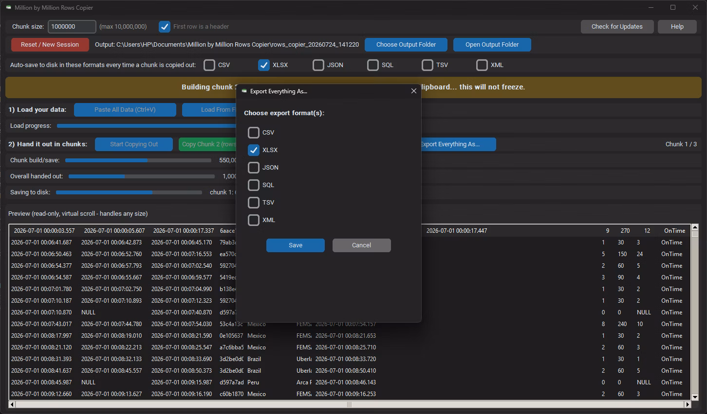 Export Everything as pop-up