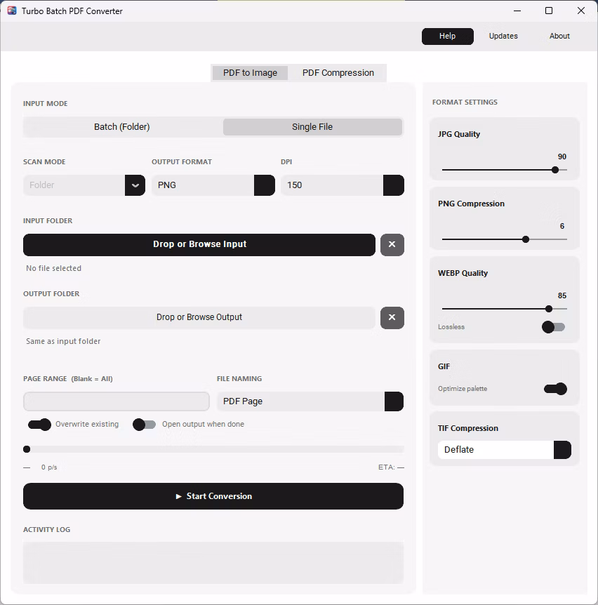 single pdf to jpg converter mode