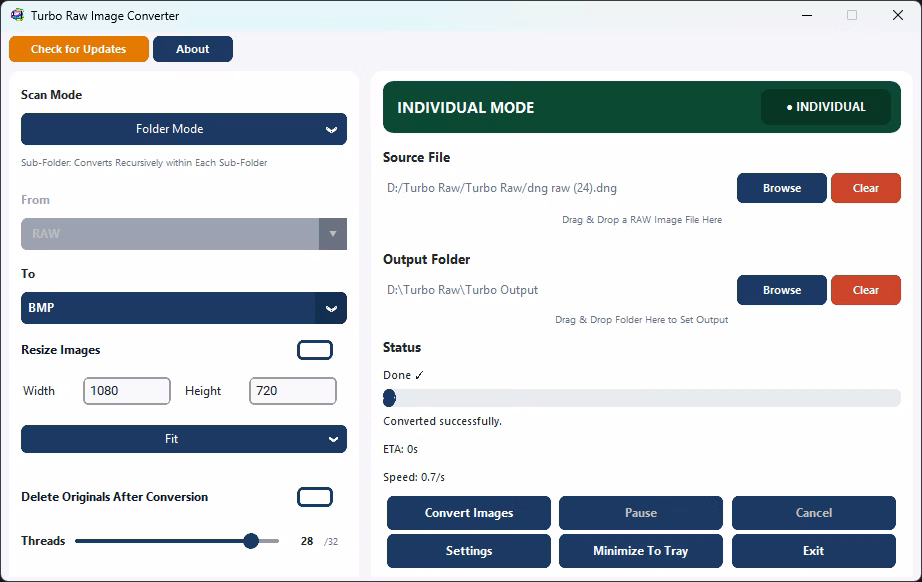 Conversion in Progress in Single Mode