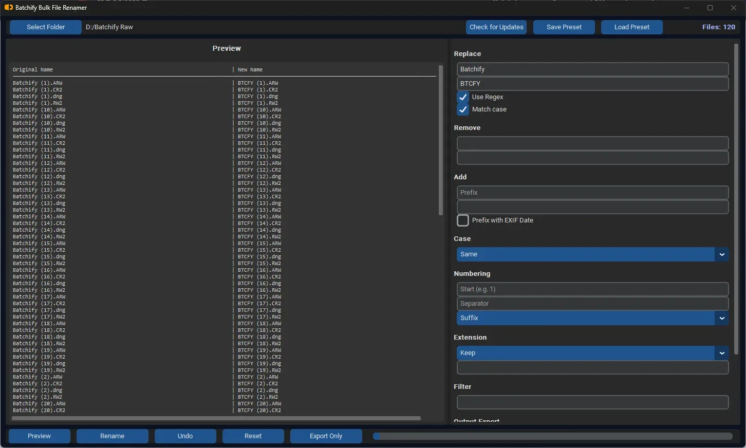 rename files in folder in bulk