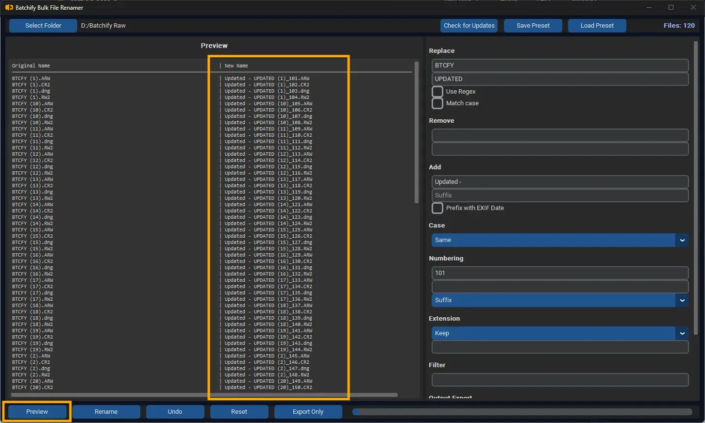 Step 4 – Preview renamed files before applying changes