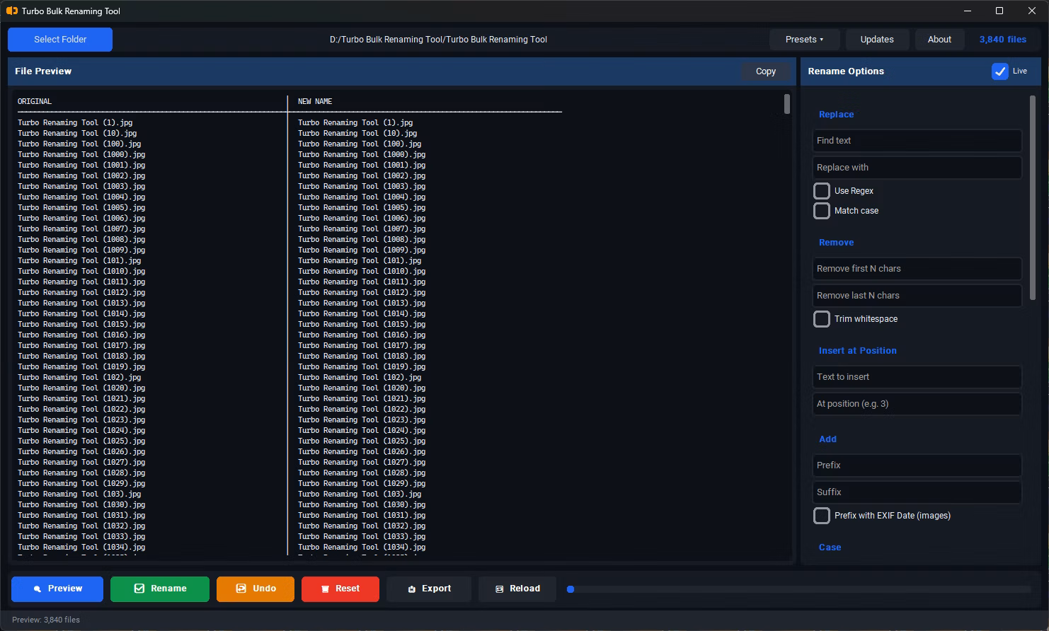 Turbo File Renamer screenshot