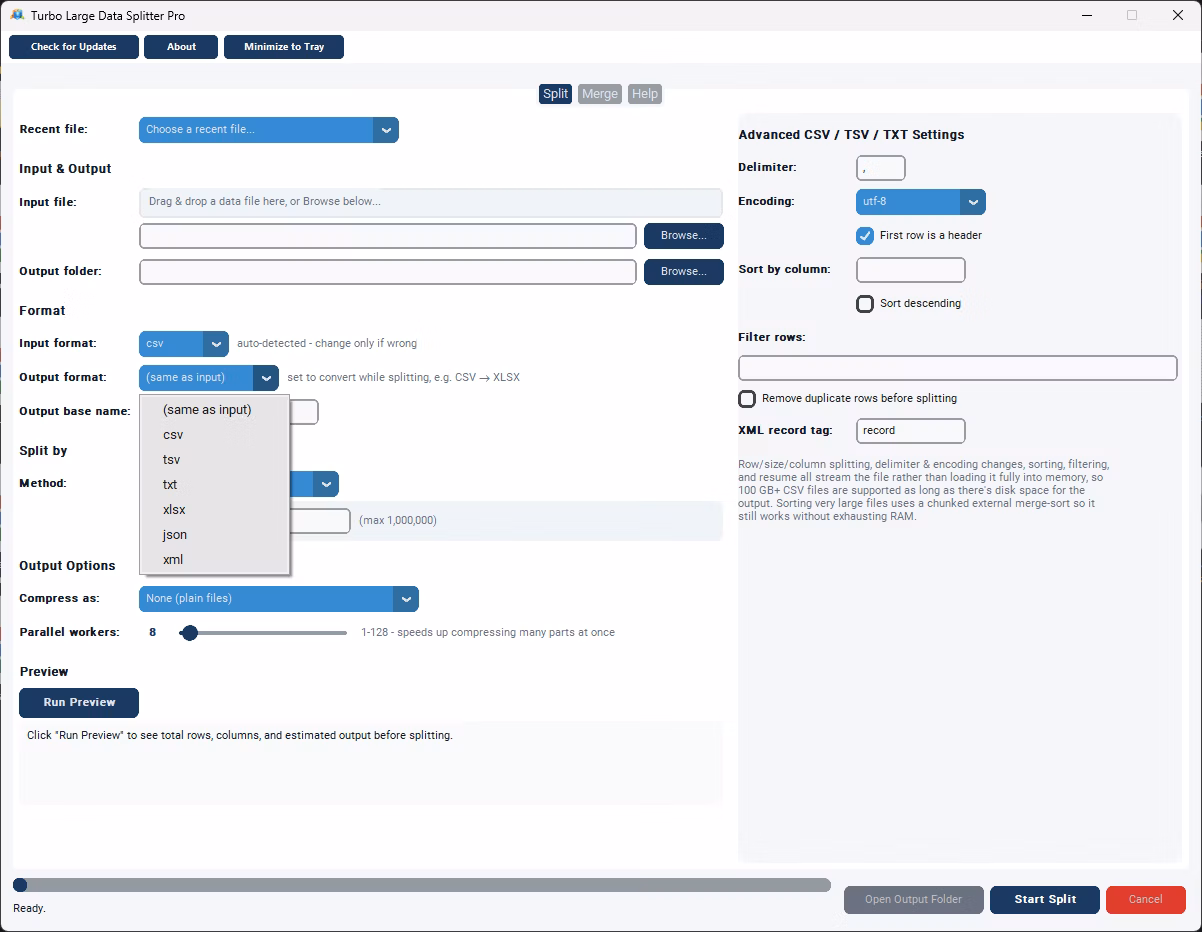 split csv file by target file size